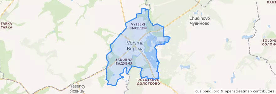 Mapa de ubicacion de городское поселение Ворсма.