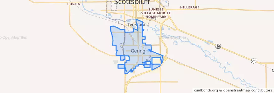 Mapa de ubicacion de Gering.