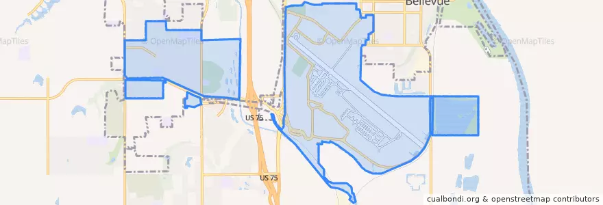 Mapa de ubicacion de Offutt Air Force Base.