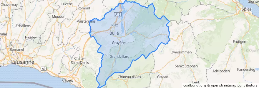 Mapa de ubicacion de Gruyère District.