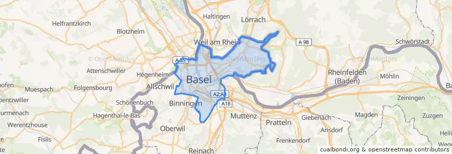 Mapa de ubicacion de Basel-Stadt.