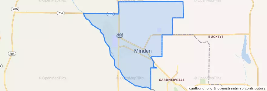 Mapa de ubicacion de Minden.