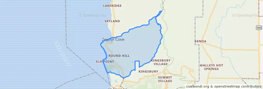 Mapa de ubicacion de Zephyr Cove-Round Hill Village.