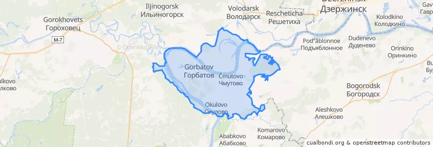 Mapa de ubicacion de городское поселение Горбатов.
