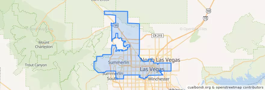 Mapa de ubicacion de Las Vegas.