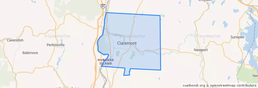 Mapa de ubicacion de Claremont.