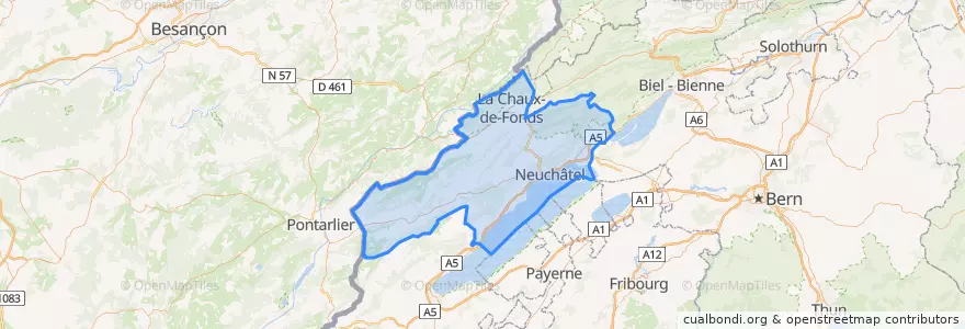 Mapa de ubicacion de Neuchâtel.