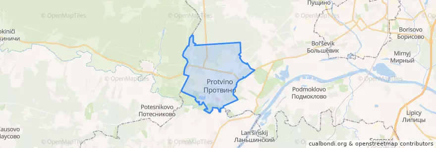 Mapa de ubicacion de городской округ Протвино.