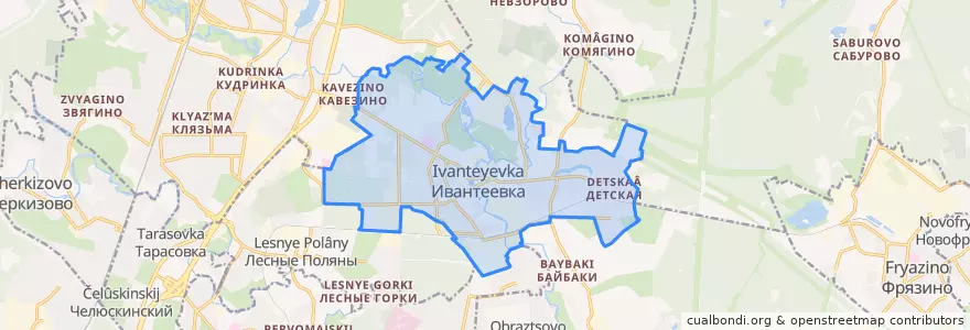 Mapa de ubicacion de городской округ Ивантеевка.