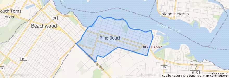 Mapa de ubicacion de Pine Beach.
