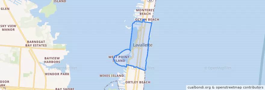 Mapa de ubicacion de Lavallette.