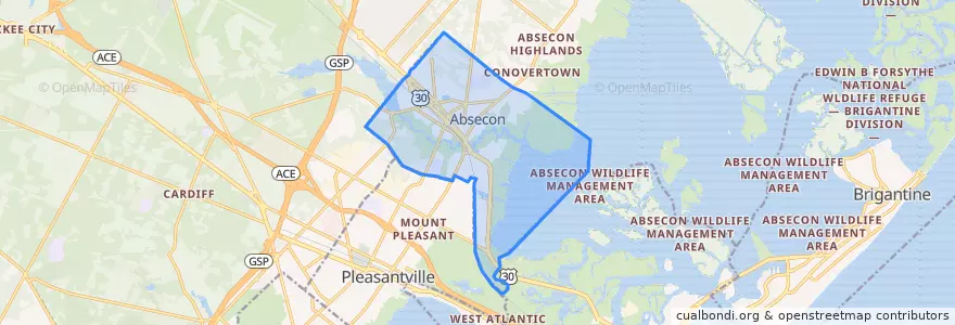 Mapa de ubicacion de Absecon.