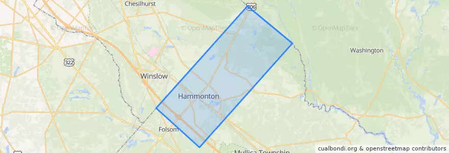 Mapa de ubicacion de Hammonton.