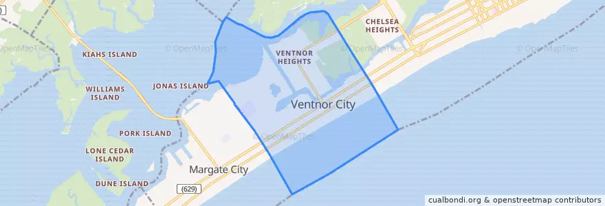 Mapa de ubicacion de Ventnor City.