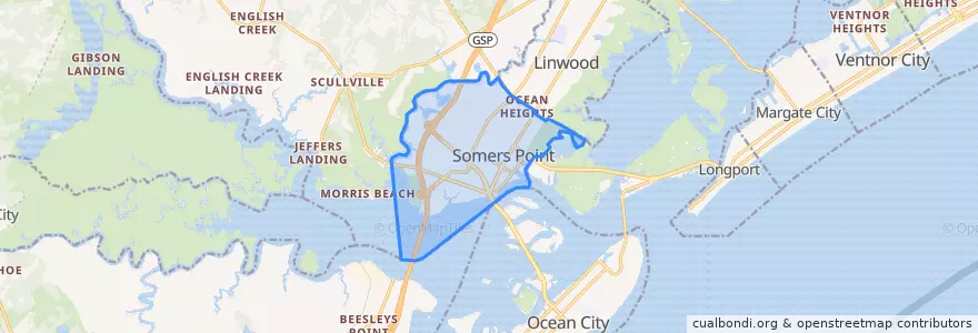 Mapa de ubicacion de Somers Point.