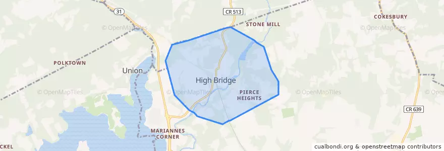 Mapa de ubicacion de High Bridge.