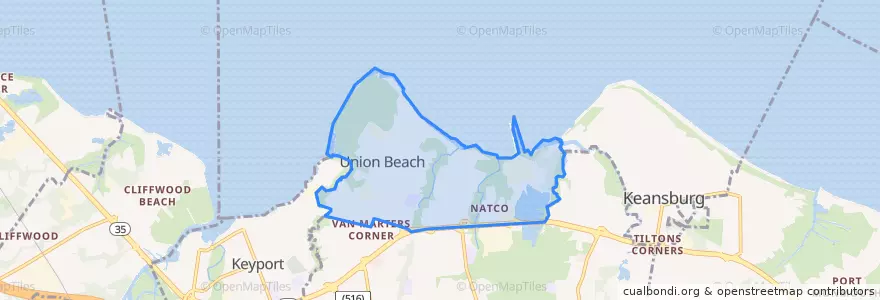 Mapa de ubicacion de Union Beach.