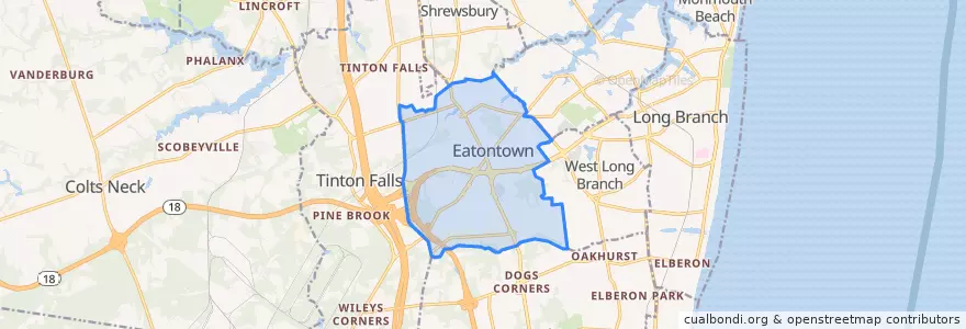 Mapa de ubicacion de Eatontown.