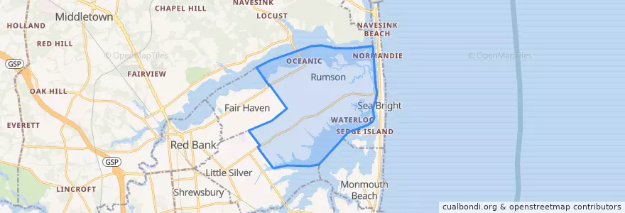 Mapa de ubicacion de Rumson.