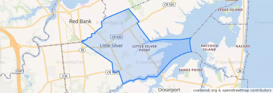 Mapa de ubicacion de Little Silver.