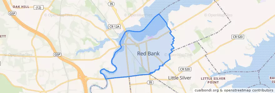 Mapa de ubicacion de Red Bank.