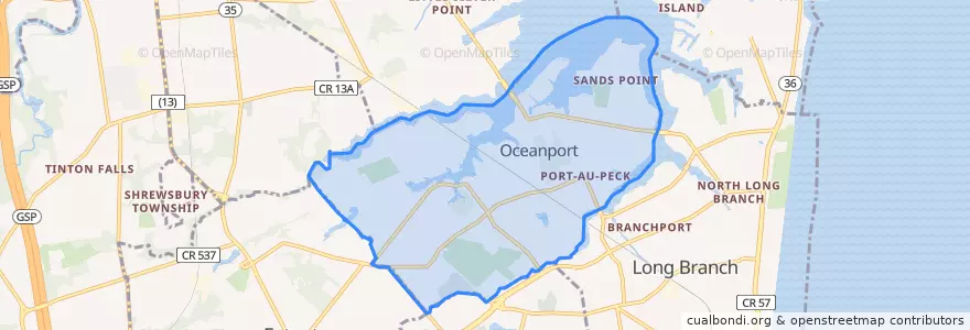 Mapa de ubicacion de Oceanport.