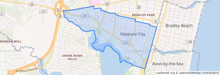Mapa de ubicacion de Neptune City.