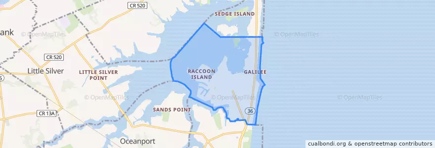Mapa de ubicacion de Monmouth Beach.