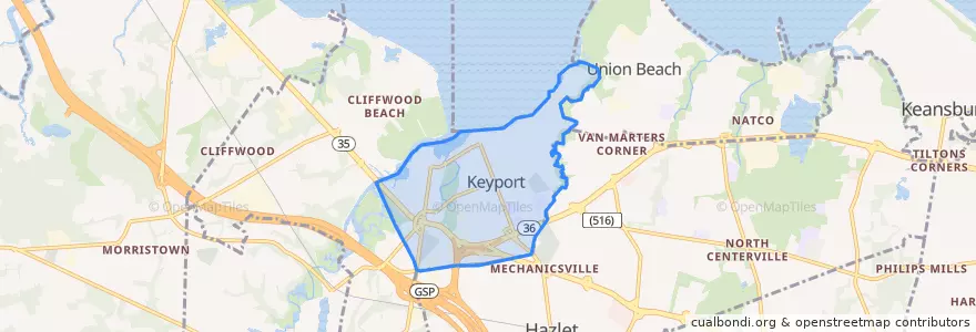 Mapa de ubicacion de Keyport.