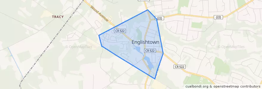 Mapa de ubicacion de Englishtown.