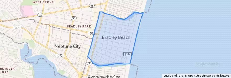 Mapa de ubicacion de Bradley Beach.