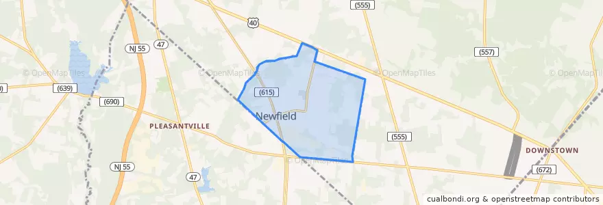 Mapa de ubicacion de Newfield.