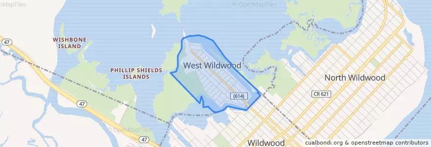 Mapa de ubicacion de West Wildwood.