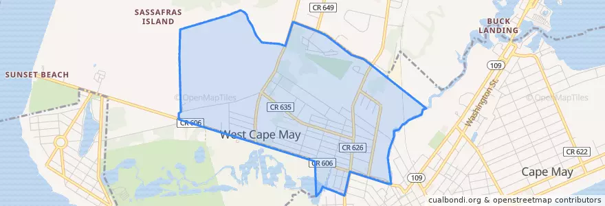 Mapa de ubicacion de West Cape May.