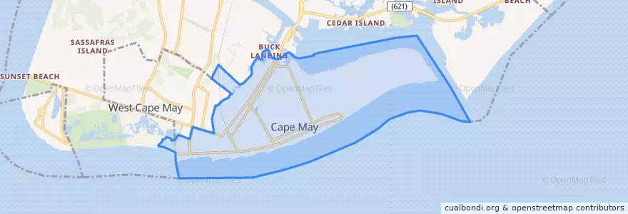 Mapa de ubicacion de Cape May.