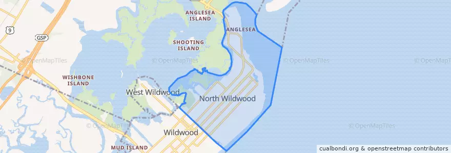 Mapa de ubicacion de North Wildwood.
