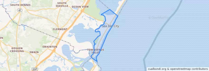 Mapa de ubicacion de Sea Isle City.