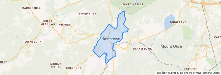 Mapa de ubicacion de Hackettstown.