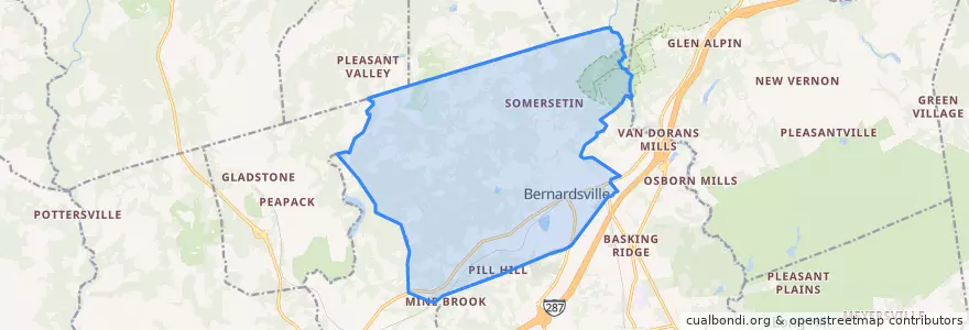 Mapa de ubicacion de Bernardsville.