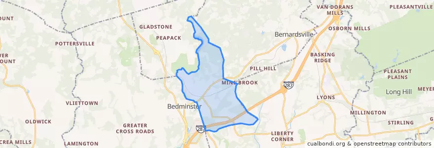 Mapa de ubicacion de Far Hills.