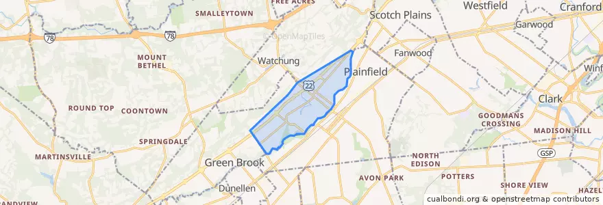 Mapa de ubicacion de North Plainfield.