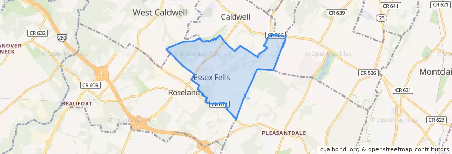 Mapa de ubicacion de Essex Fells.