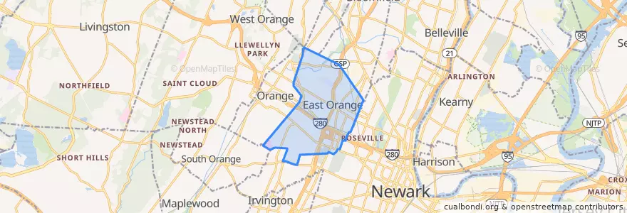 Mapa de ubicacion de East Orange.