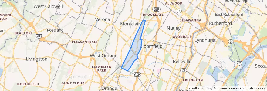 Mapa de ubicacion de Glen Ridge.