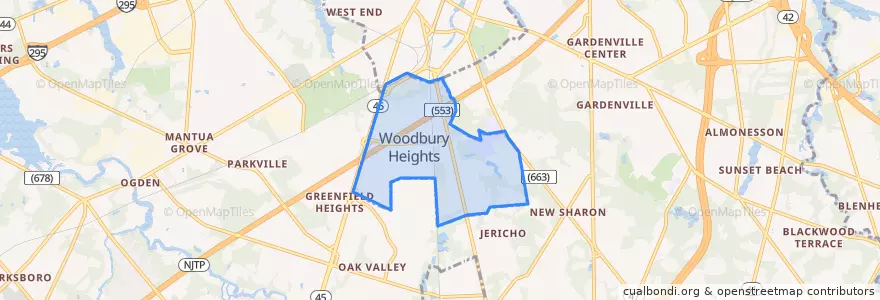 Mapa de ubicacion de Woodbury Heights.