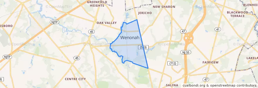Mapa de ubicacion de Wenonah.