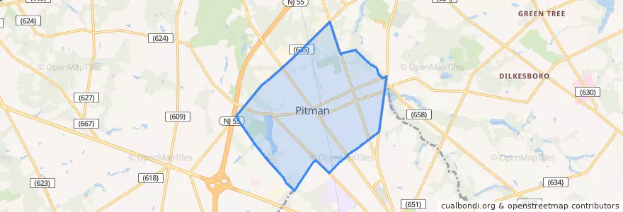 Mapa de ubicacion de Pitman.