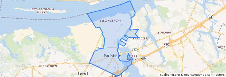 Mapa de ubicacion de Paulsboro.