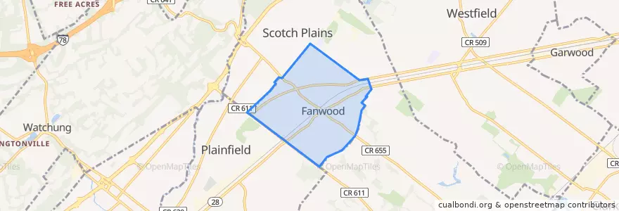 Mapa de ubicacion de Fanwood.