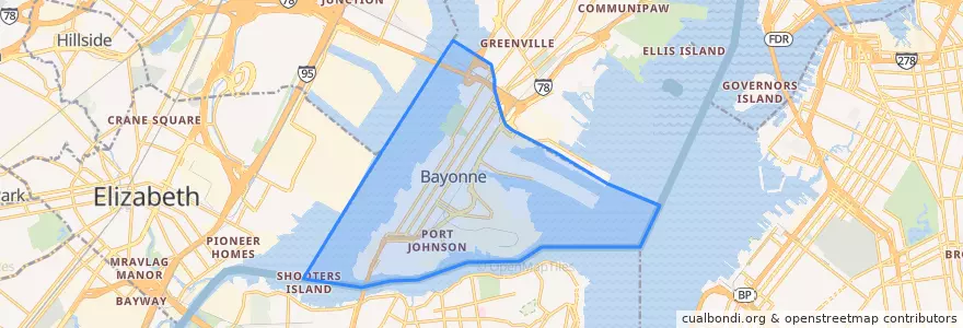 Mapa de ubicacion de Bayonne.